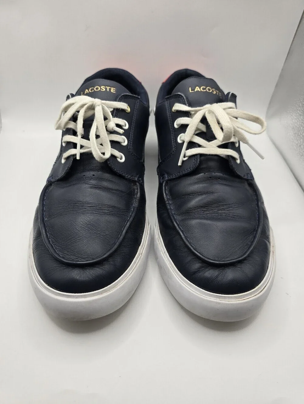 Lacoste Navy Boat/deck Preppy Nautical Leather Lace Up Sneakers. Mens 11